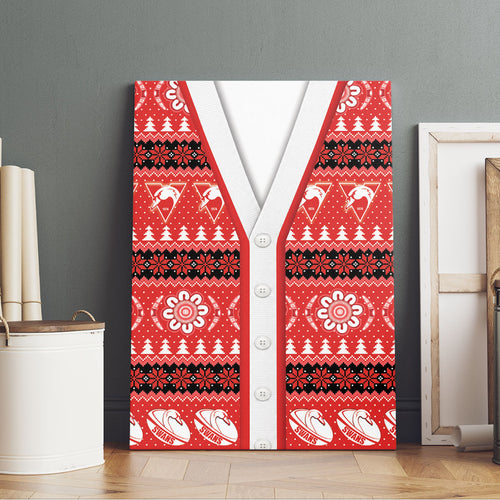 Sydney Swans Football Christmas Canvas Wall Art Aboriginal Seamless Cardigan Inspired