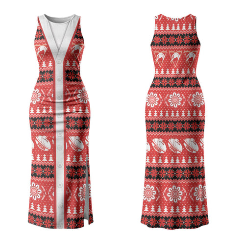 Sydney Swans Football Christmas Couples Matching Tank Maxi Dress and Long Sleeve Button Shirt Aboriginal Seamless Cardigan Inspired