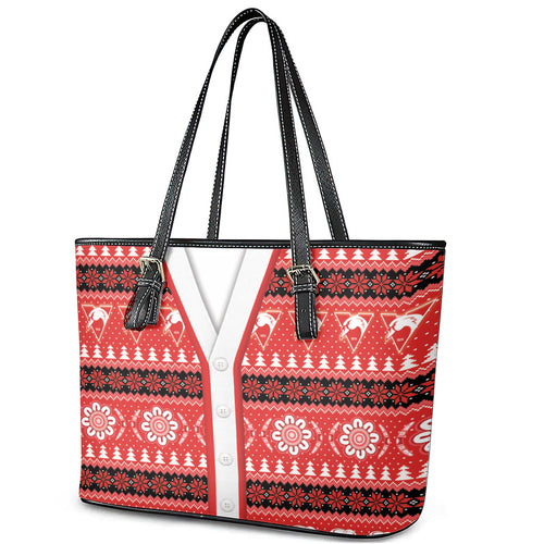 Sydney Swans Football Christmas Leather Tote Bag Aboriginal Seamless Cardigan Inspired