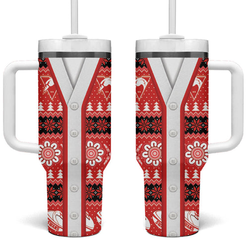 Sydney Swans Football Christmas Tumbler With Handle Aboriginal Seamless Cardigan Inspired