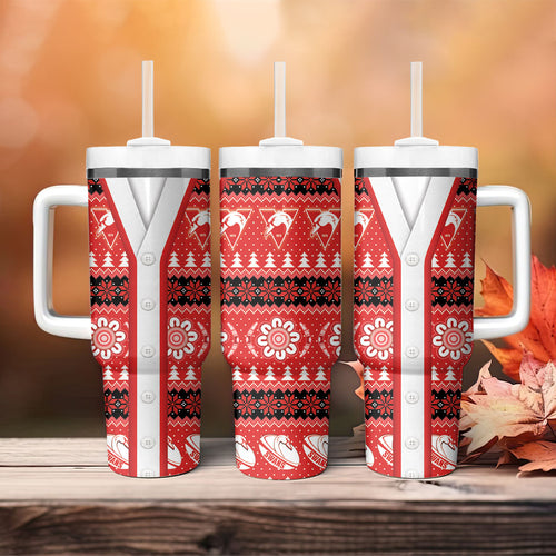 Sydney Swans Football Christmas Tumbler With Handle Aboriginal Seamless Cardigan Inspired