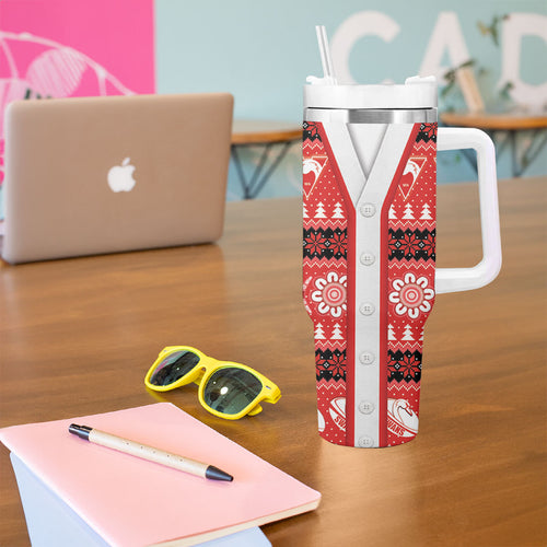 Sydney Swans Football Christmas Tumbler With Handle Aboriginal Seamless Cardigan Inspired