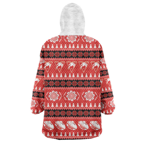 Sydney Swans Football Christmas Wearable Blanket Hoodie Aboriginal Seamless Cardigan Inspired
