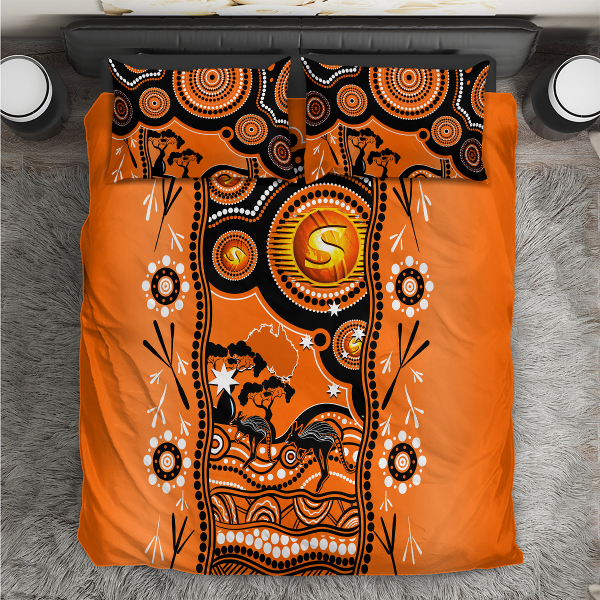 perth-scorchers-cricket-bedding-set-happy-australia-day-aboriginal-art