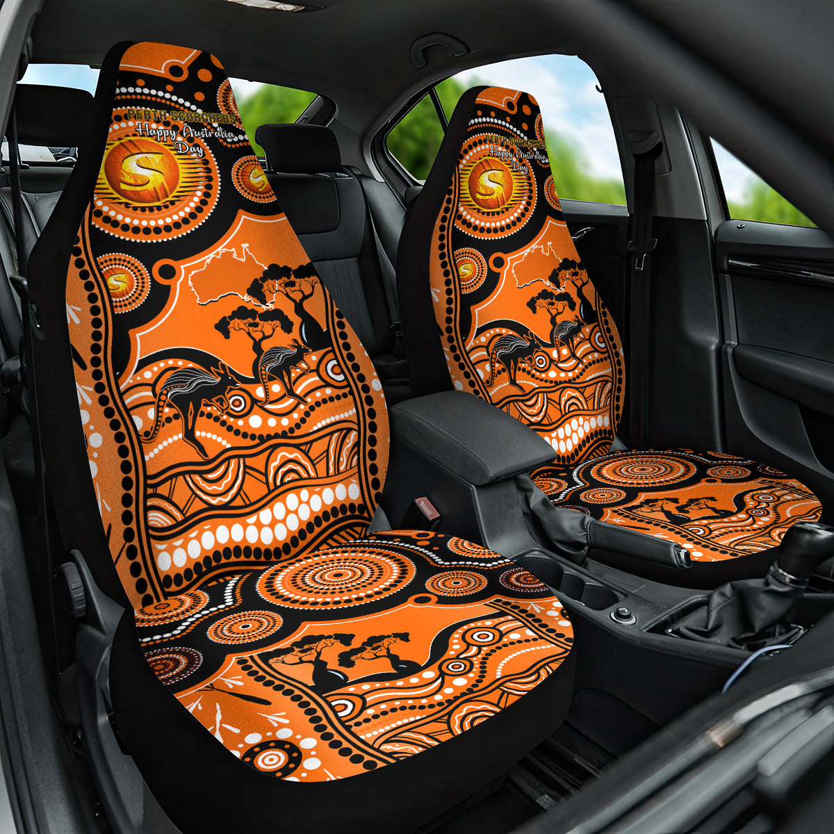 perth-scorchers-cricket-car-seat-cover-happy-australia-day-aboriginal-art