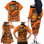 perth-scorchers-cricket-family-matching-off-shoulder-long-sleeve-dress-and-hawaiian-shirt-happy-australia-day-aboriginal-art