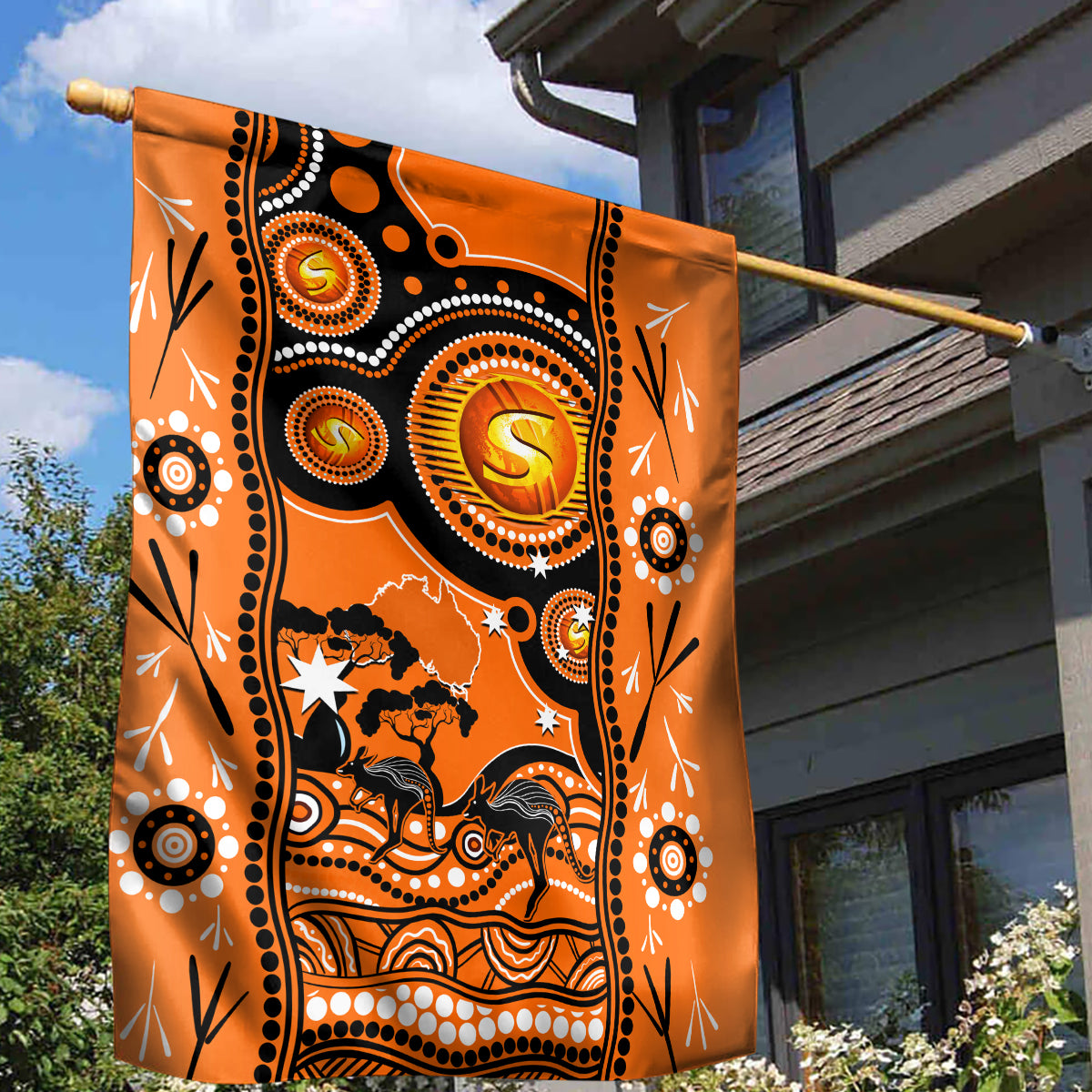 perth-scorchers-cricket-garden-flag-happy-australia-day-aboriginal-art