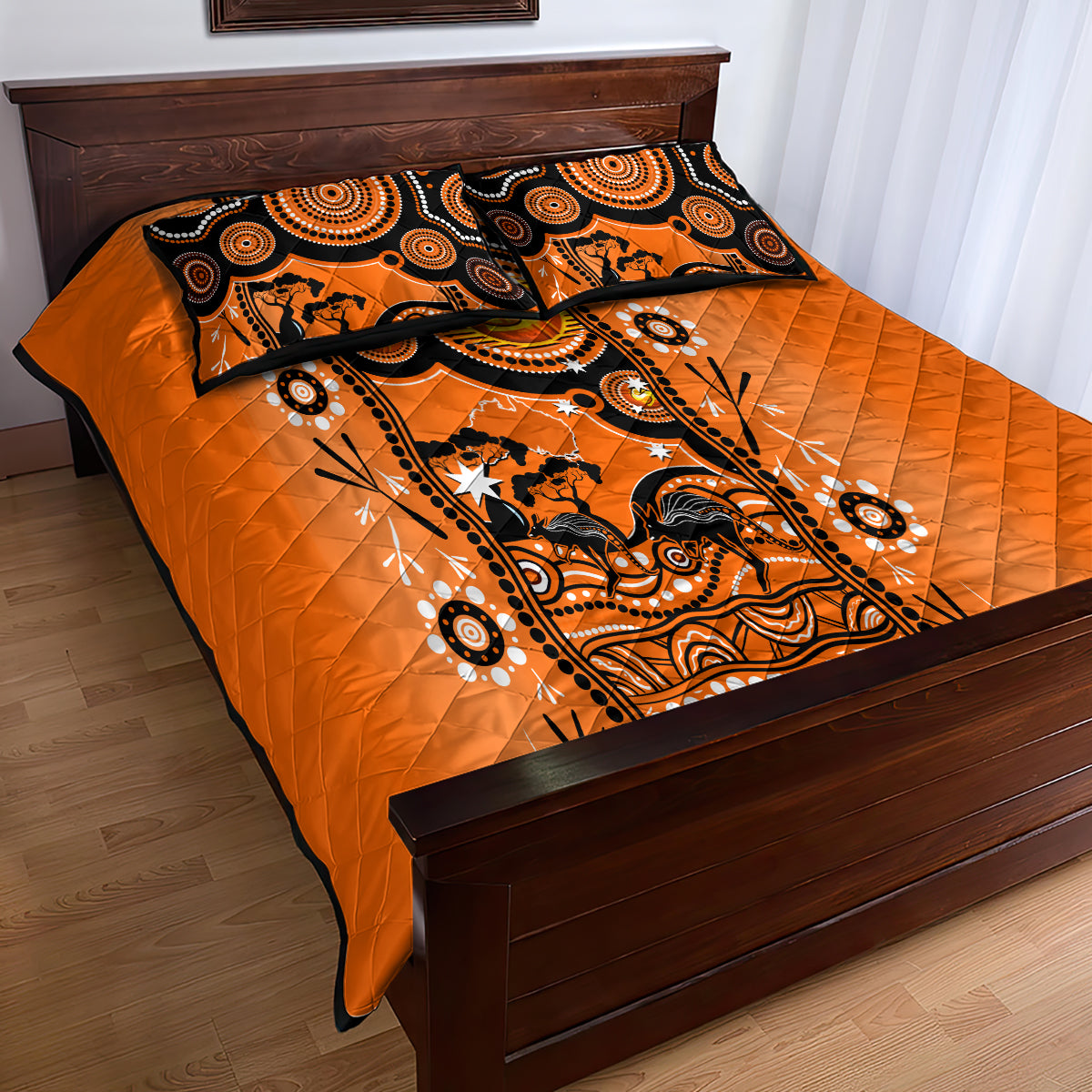 perth-scorchers-cricket-quilt-bed-set-happy-australia-day-aboriginal-art
