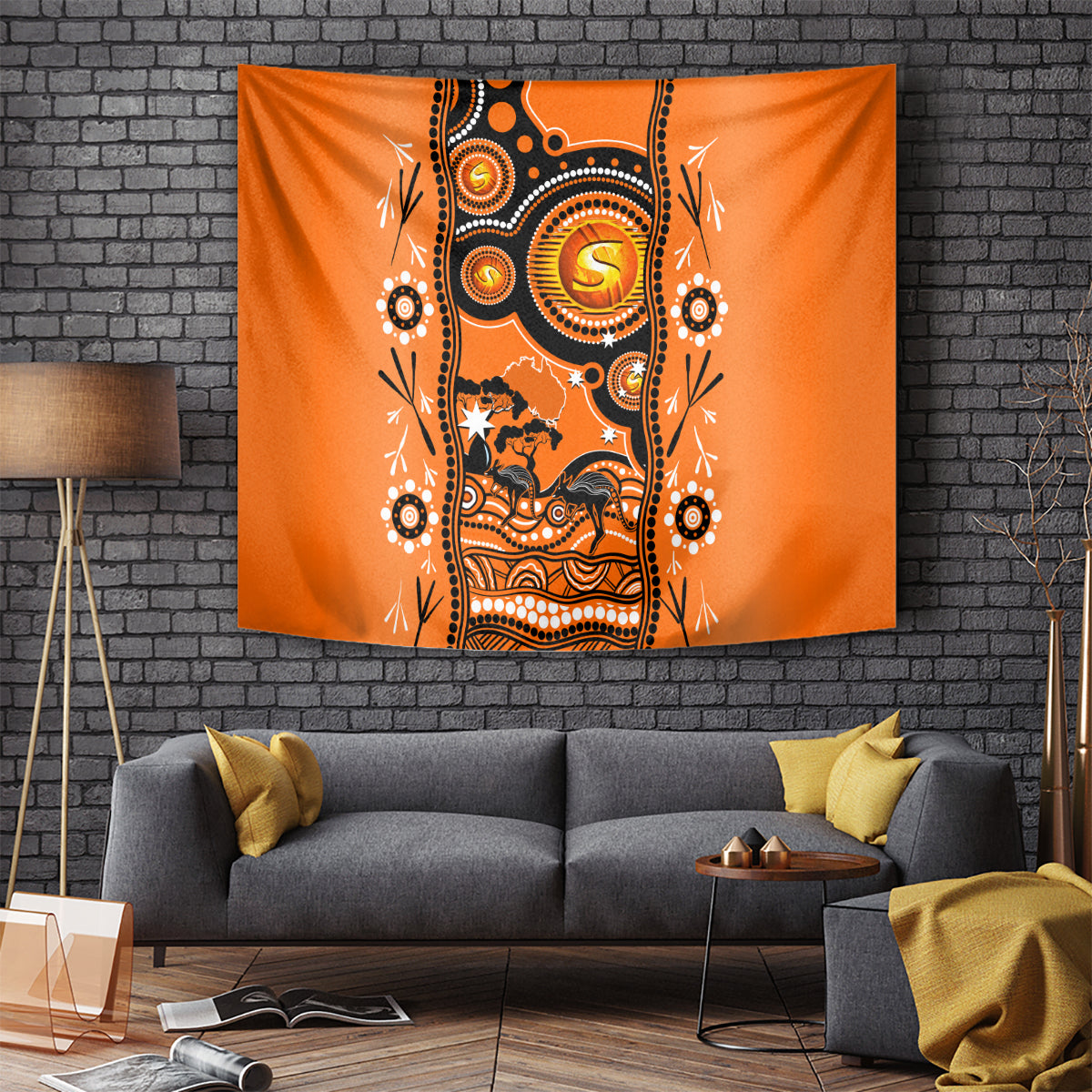 perth-scorchers-cricket-tapestry-happy-australia-day-aboriginal-art