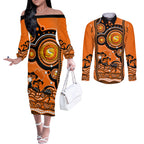 custom-perth-scorchers-cricket-couples-matching-off-the-shoulder-long-sleeve-dress-and-long-sleeve-button-shirt-happy-australia-day-aboriginal-art