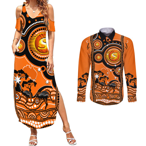 custom-perth-scorchers-cricket-couples-matching-summer-maxi-dress-and-long-sleeve-button-shirt-happy-australia-day-aboriginal-art