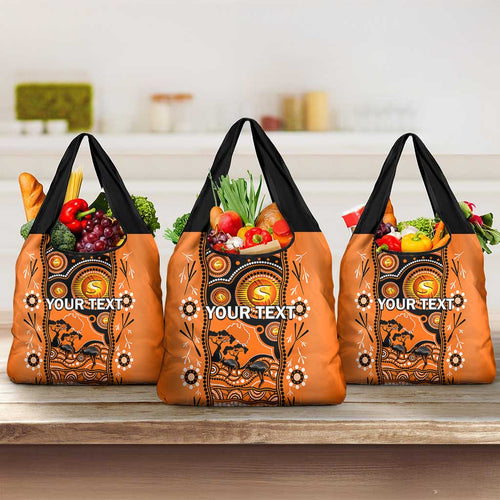 Custom Perth Scorchers Cricket Grocery Bag Happy Australia Day Aboriginal Art