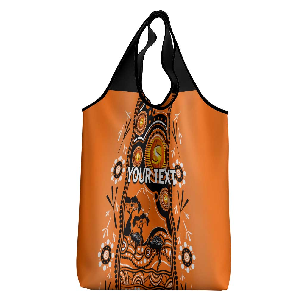 Custom Perth Scorchers Cricket Grocery Bag Happy Australia Day Aboriginal Art