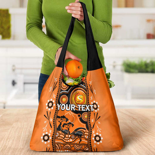 Custom Perth Scorchers Cricket Grocery Bag Happy Australia Day Aboriginal Art