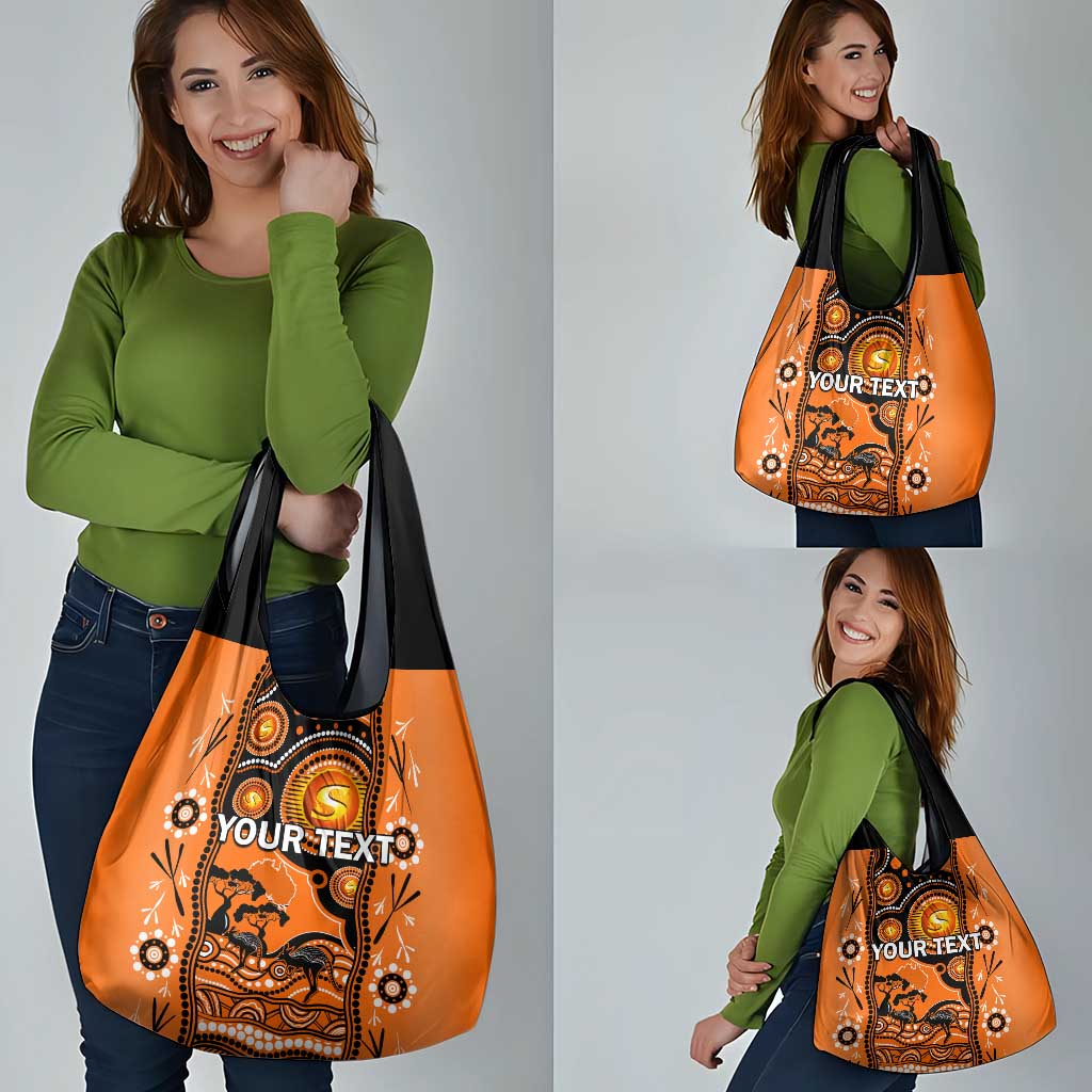 Custom Perth Scorchers Cricket Grocery Bag Happy Australia Day Aboriginal Art