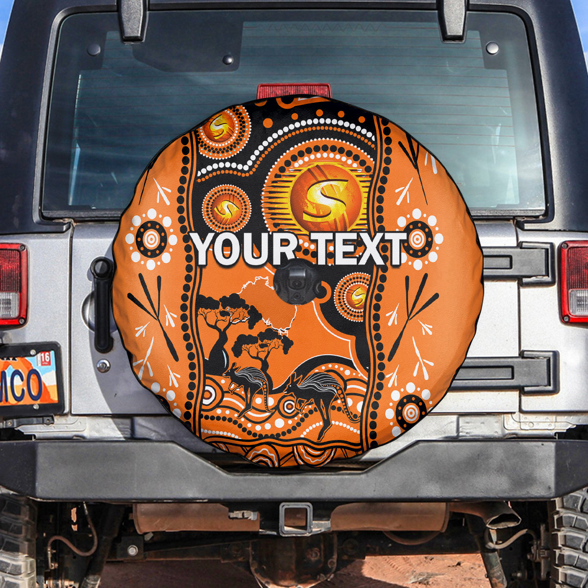 custom-perth-scorchers-cricket-spare-tire-cover-happy-australia-day-aboriginal-art