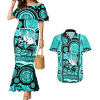 brisbane-heat-cricket-couples-matching-mermaid-dress-and-hawaiian-shirt-happy-australia-day-aboriginal-art