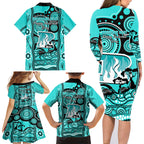 brisbane-heat-cricket-family-matching-long-sleeve-bodycon-dress-and-hawaiian-shirt-happy-australia-day-aboriginal-art