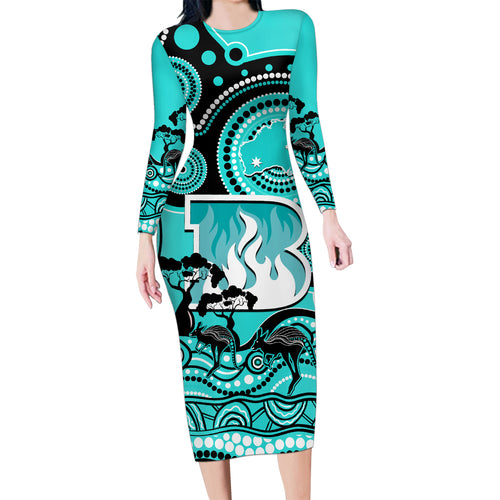 brisbane-heat-cricket-family-matching-long-sleeve-bodycon-dress-and-hawaiian-shirt-happy-australia-day-aboriginal-art