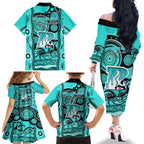 brisbane-heat-cricket-family-matching-off-shoulder-long-sleeve-dress-and-hawaiian-shirt-happy-australia-day-aboriginal-art
