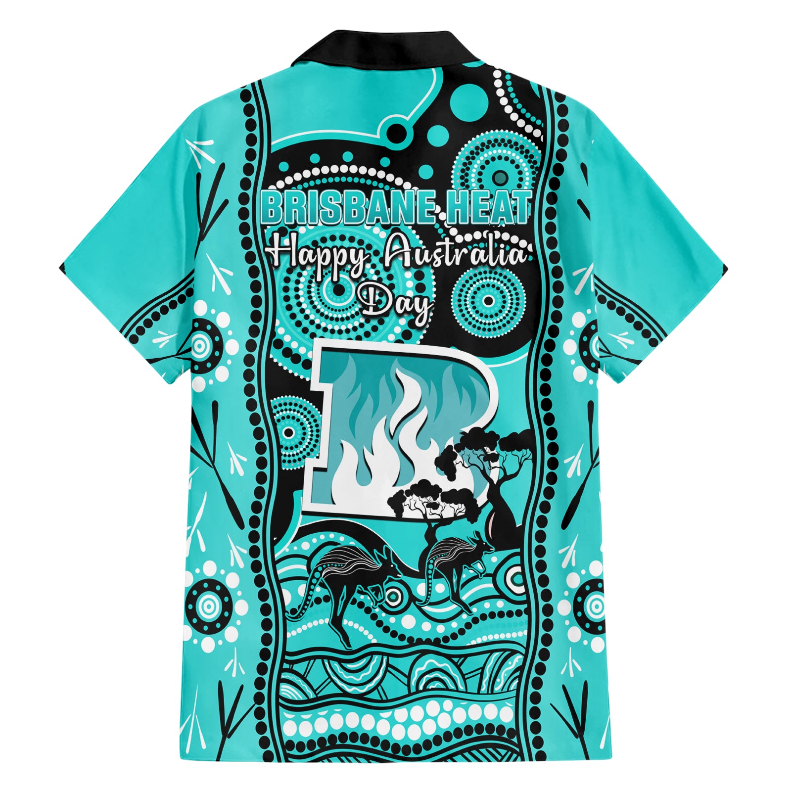 brisbane-heat-cricket-family-matching-short-sleeve-bodycon-dress-and-hawaiian-shirt-happy-australia-day-aboriginal-art