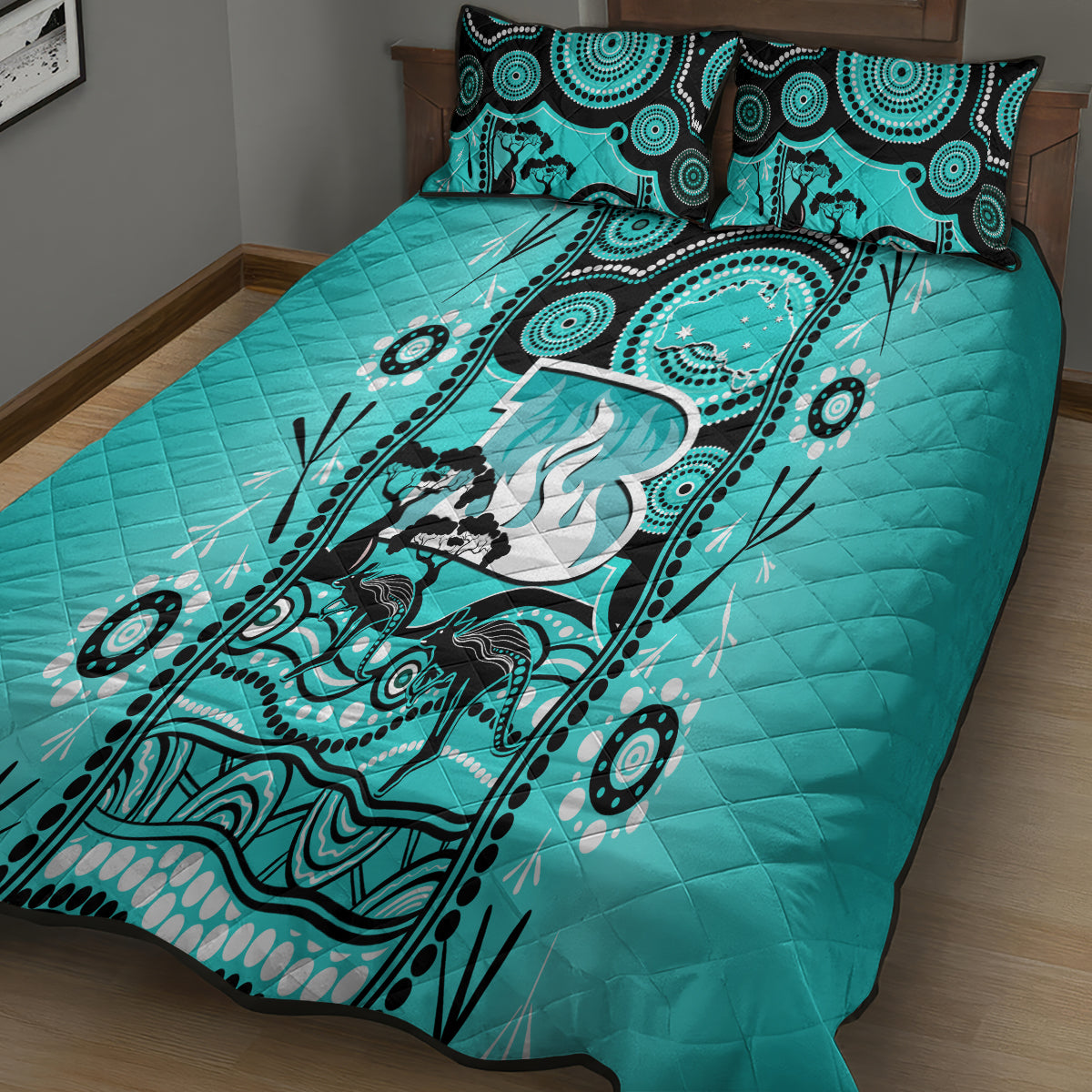 brisbane-heat-cricket-quilt-bed-set-happy-australia-day-aboriginal-art