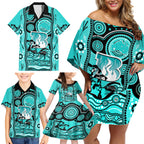 custom-brisbane-heat-cricket-family-matching-off-shoulder-short-dress-and-hawaiian-shirt-happy-australia-day-aboriginal-art