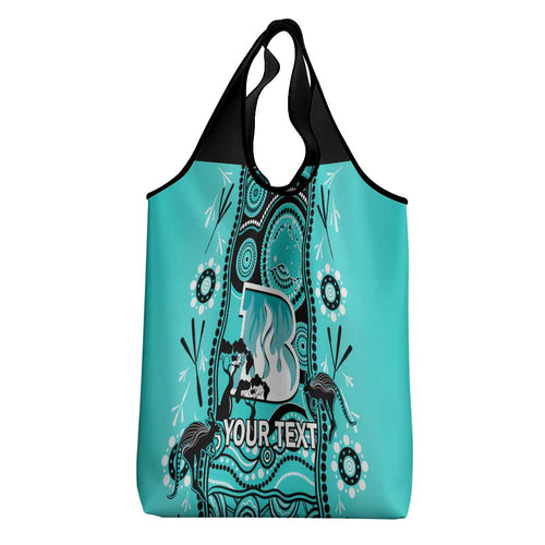 Custom Brisbane Heat Cricket Grocery Bag Happy Australia Day Aboriginal Art