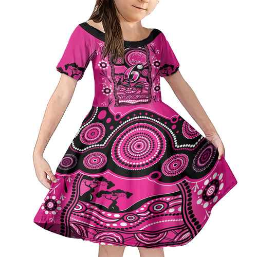 sydney-sixers-cricket-kid-short-sleeve-dress-happy-australia-day-aboriginal-art