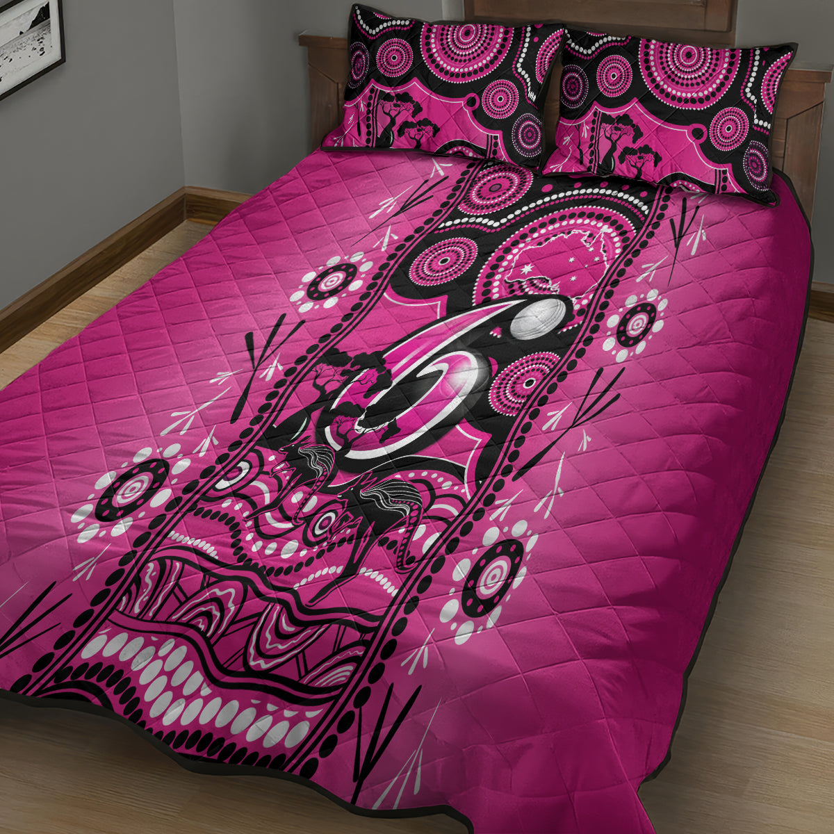 sydney-sixers-cricket-quilt-bed-set-happy-australia-day-aboriginal-art