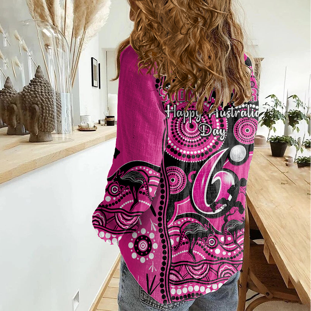 sydney-sixers-cricket-women-casual-shirt-happy-australia-day-aboriginal-art