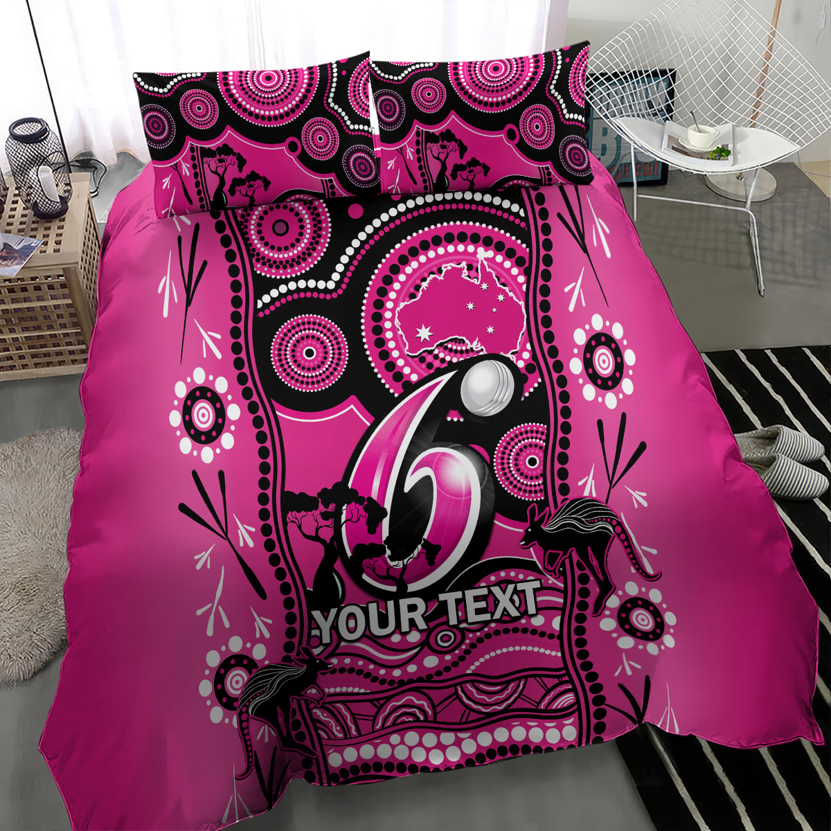 custom-sydney-sixers-cricket-bedding-set-happy-australia-day-aboriginal-art