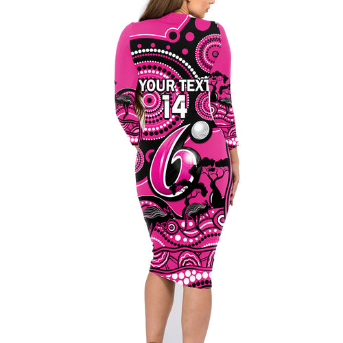 custom-sydney-sixers-cricket-family-matching-long-sleeve-bodycon-dress-and-hawaiian-shirt-happy-australia-day-aboriginal-art