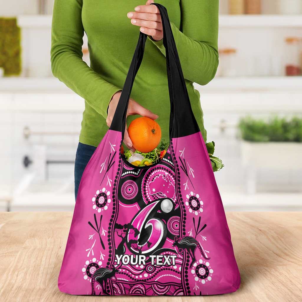 Custom Sydney Sixers Cricket Grocery Bag Happy Australia Day Aboriginal Art
