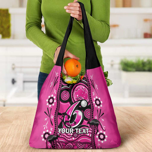 Custom Sydney Sixers Cricket Grocery Bag Happy Australia Day Aboriginal Art