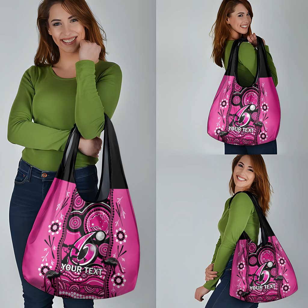 Custom Sydney Sixers Cricket Grocery Bag Happy Australia Day Aboriginal Art
