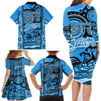 adelaide-strikers-cricket-family-matching-long-sleeve-bodycon-dress-and-hawaiian-shirt-happy-australia-day-aboriginal-art