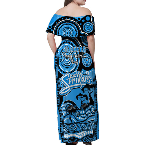 adelaide-strikers-cricket-family-matching-off-shoulder-maxi-dress-and-hawaiian-shirt-happy-australia-day-aboriginal-art