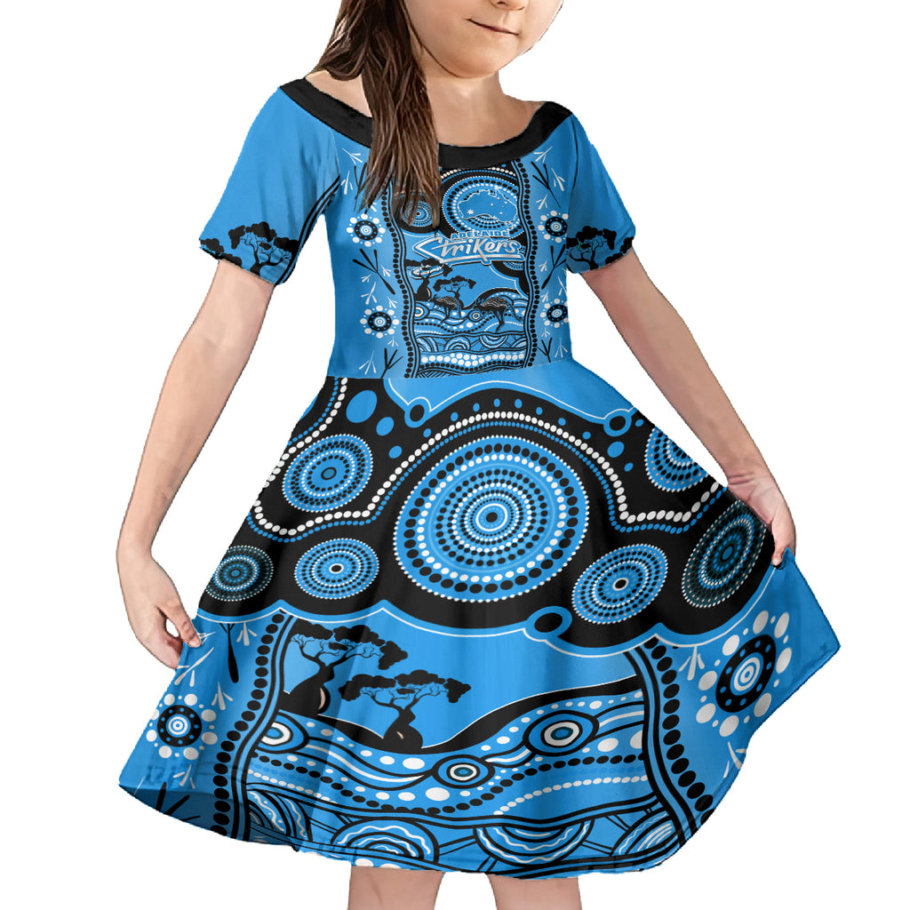 custom-adelaide-strikers-cricket-kid-short-sleeve-dress-happy-australia-day-aboriginal-art