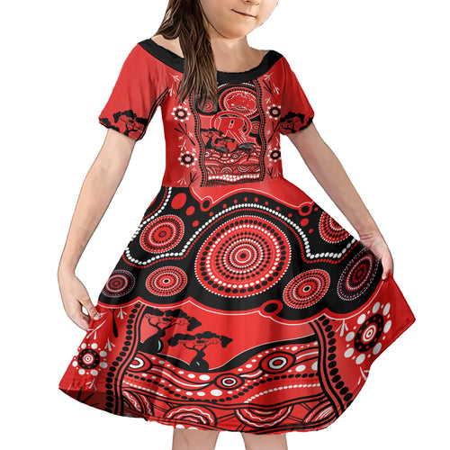 melbourne-renegades-cricket-kid-short-sleeve-dress-happy-australia-day-aboriginal-art