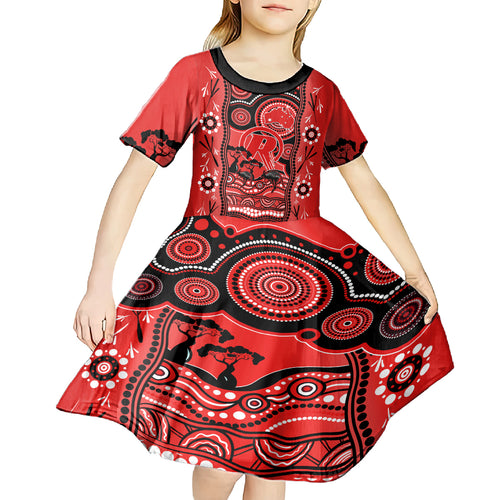 melbourne-renegades-cricket-kid-short-sleeve-dress-happy-australia-day-aboriginal-art