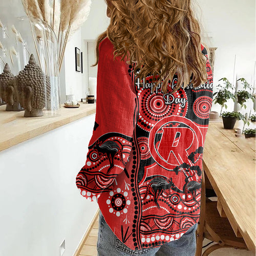 melbourne-renegades-cricket-women-casual-shirt-happy-australia-day-aboriginal-art