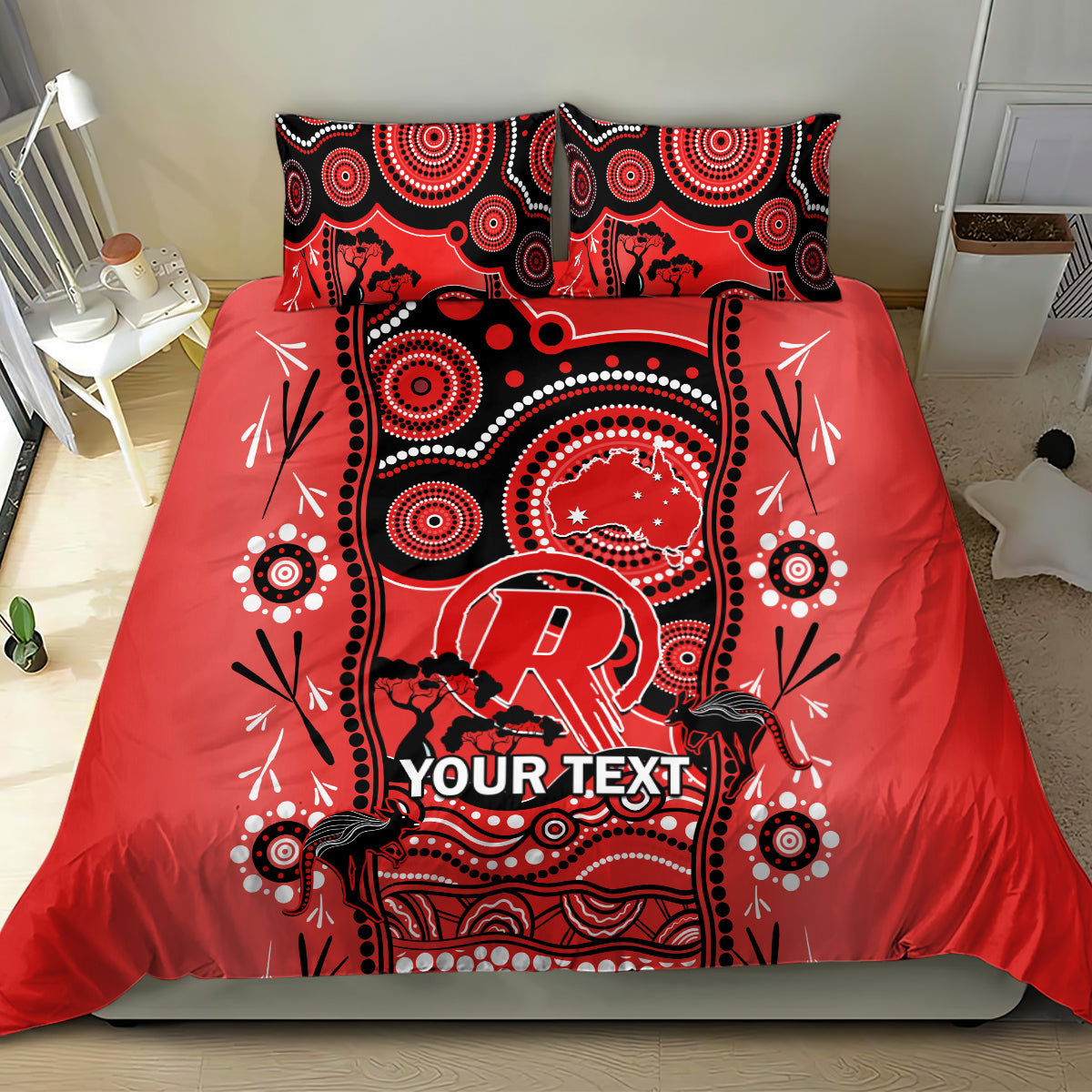 custom-melbourne-renegades-cricket-bedding-set-happy-australia-day-aboriginal-art
