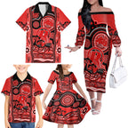 custom-melbourne-renegades-cricket-family-matching-off-shoulder-long-sleeve-dress-and-hawaiian-shirt-happy-australia-day-aboriginal-art