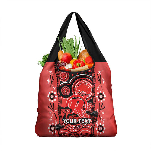Custom Melbourne Renegades Cricket Grocery Bag Happy Australia Day Aboriginal Art