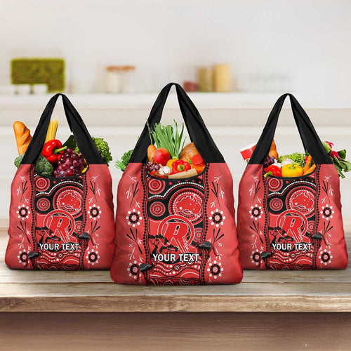 Custom Melbourne Renegades Cricket Grocery Bag Happy Australia Day Aboriginal Art