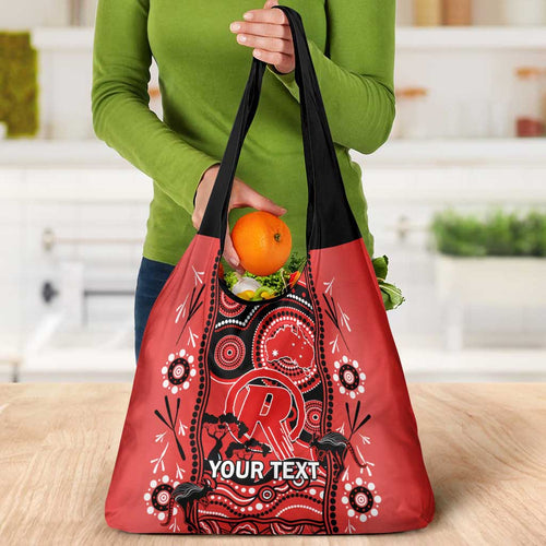 Custom Melbourne Renegades Cricket Grocery Bag Happy Australia Day Aboriginal Art