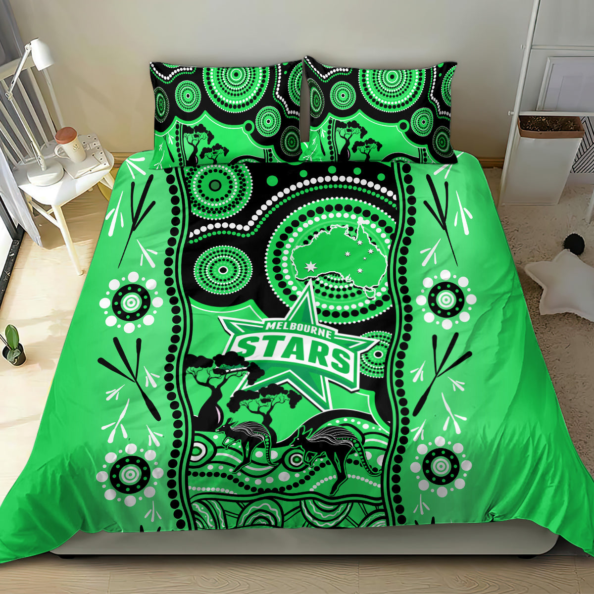 melbourne-stars-cricket-bedding-set-happy-australia-day-aboriginal-art