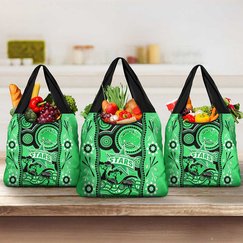 Melbourne Stars Cricket Grocery Bag Happy Australia Day Aboriginal Art