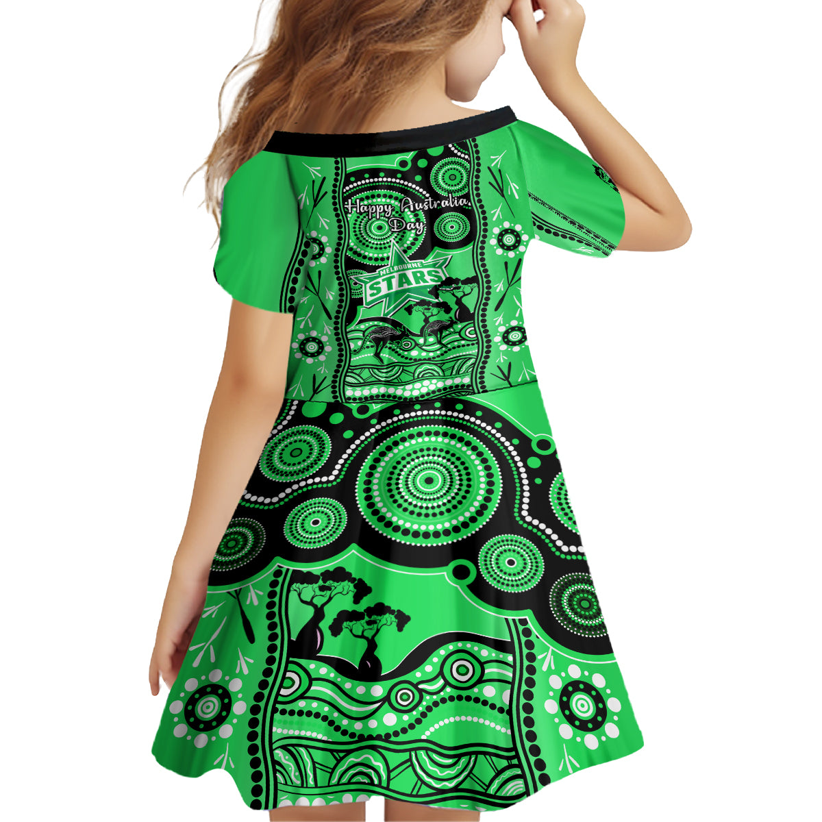 melbourne-stars-cricket-kid-short-sleeve-dress-happy-australia-day-aboriginal-art
